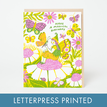Magical Birthday Fairy Letterpress Greeting Card