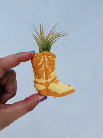 Mustard Western Boot Mini Planter