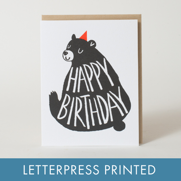 Black Bear Birthday Letterpress Greeting Card
