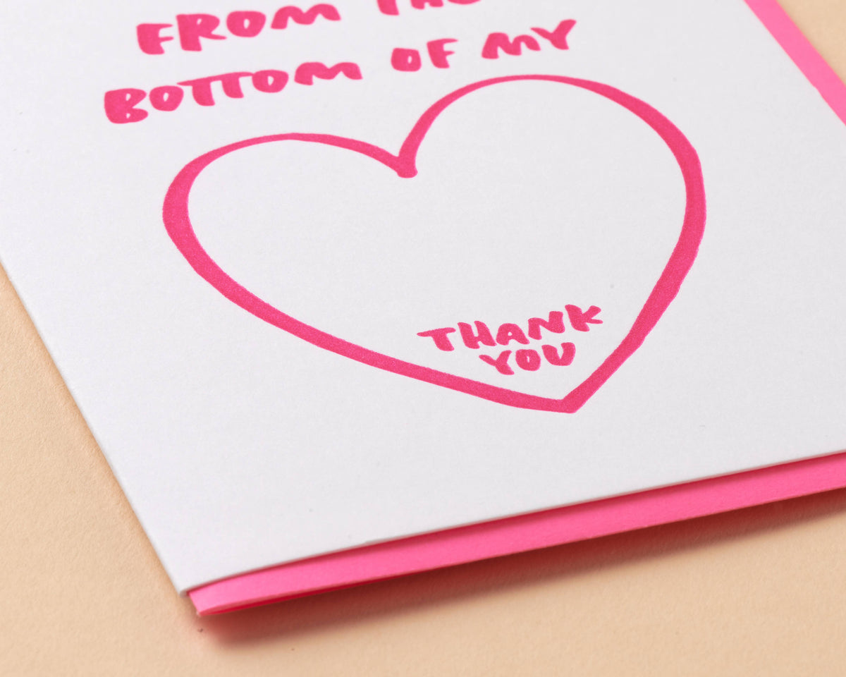 Bottom Of My Heart Thank You Letterpress Greeting Card