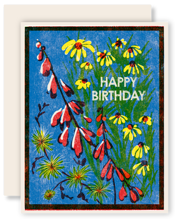 Happy Birthday (Blue Sky Wildflowers) Letterpress Card