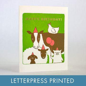 Farm Birthday Letterpress Greeting Card