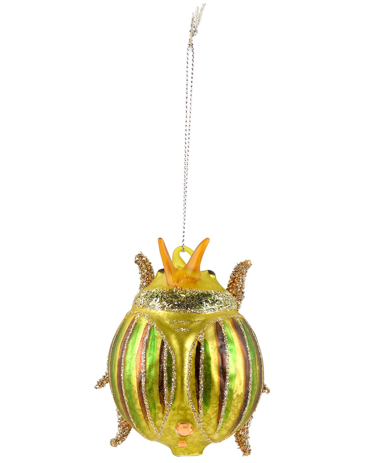 Decorative glass ornament shaped like a cactus with a face on a white background