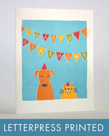 Cat & Dog Bday Greeting Card