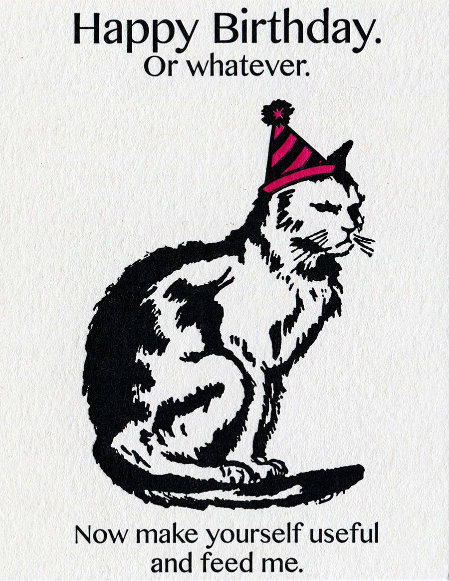 Cranky Cat Birthday Greeting Card