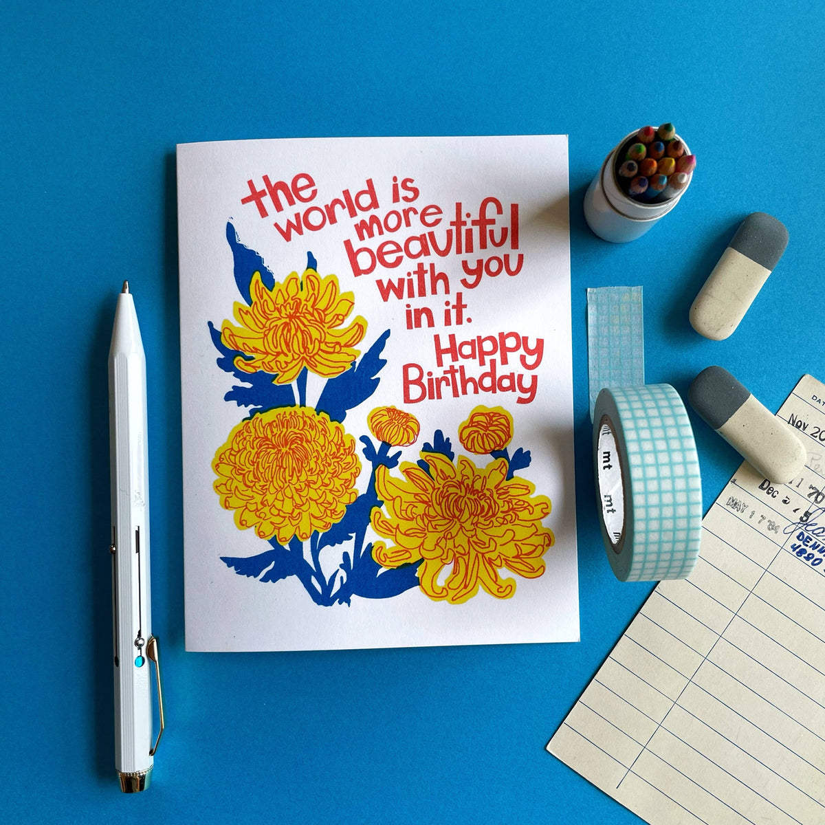 Beautiful Birthday Mums - Letterpress Greeting Card