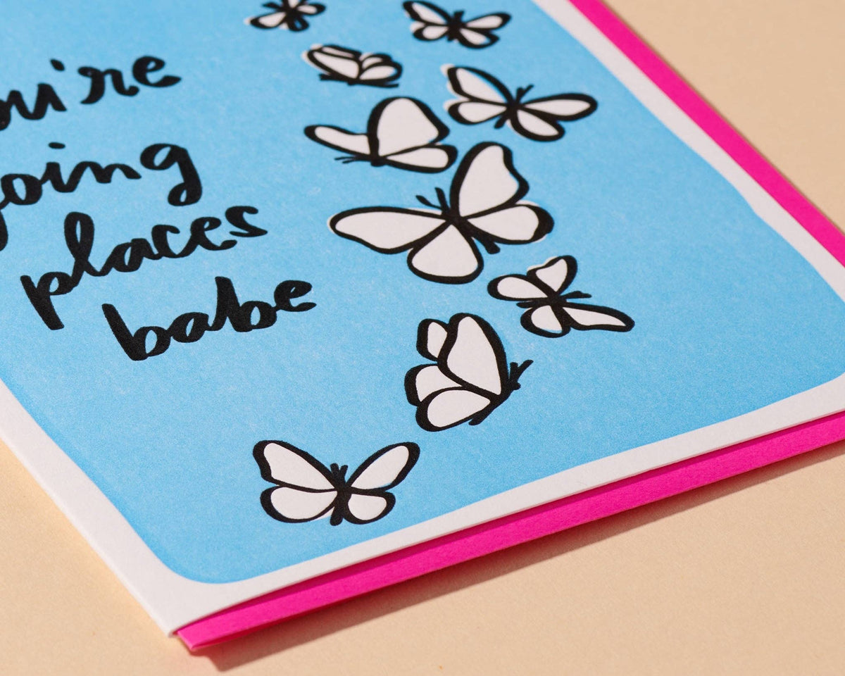Going Places Babe Letterpress Card