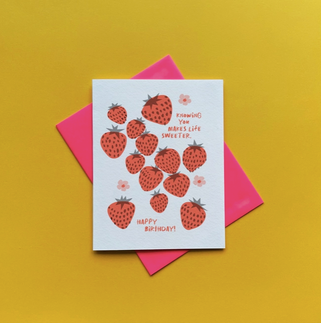 Sweeter Strawberry Birthday Card