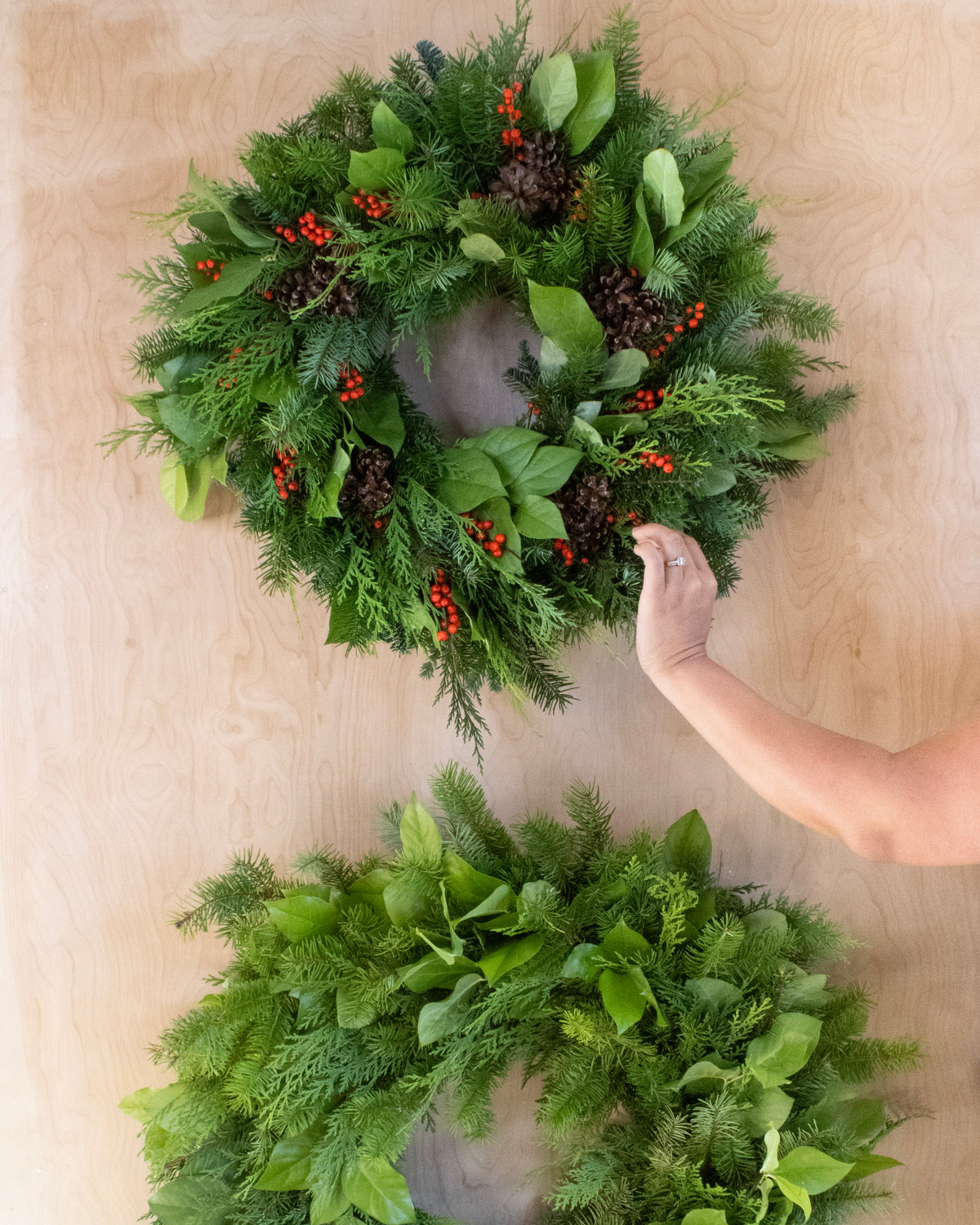 Red Berry & Pinecone Holiday Wreath