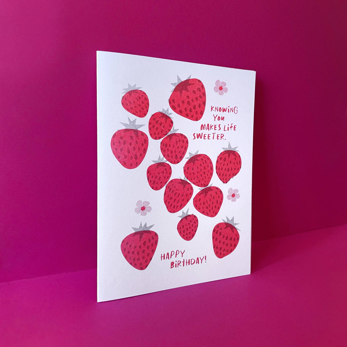 Sweeter Strawberry  Birthday - Cute Risograph Card