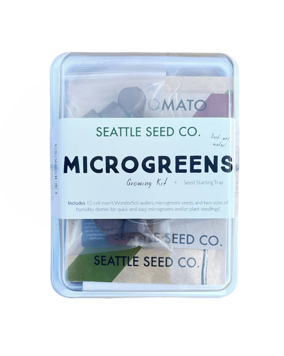 Seattle Seed Co. microgreens growing kit packaging on a white background