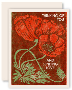 Thinking of You (Red Poppies) Friendship Card