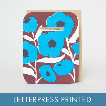 Blue Poppy Wedding Card