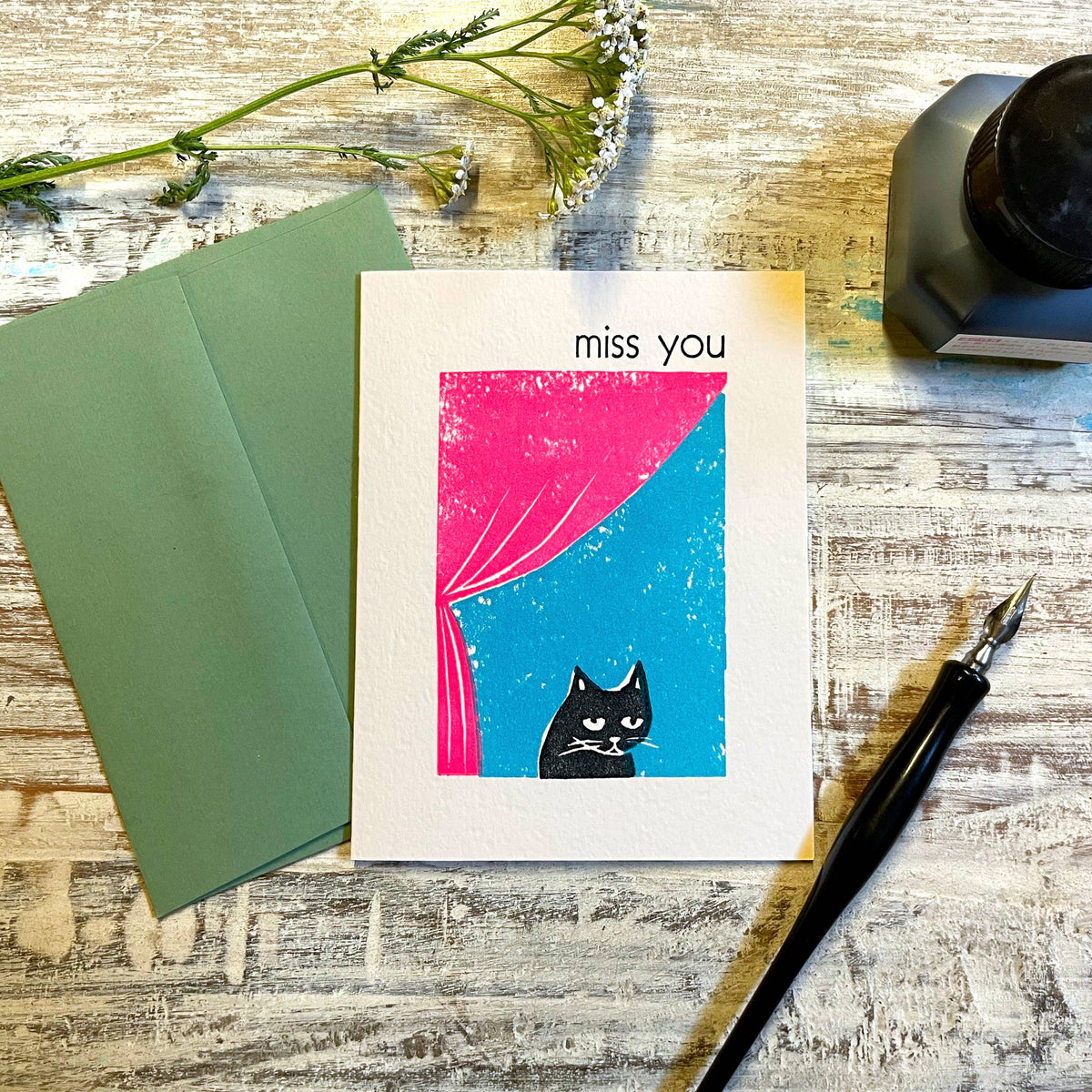 Miss You cat card