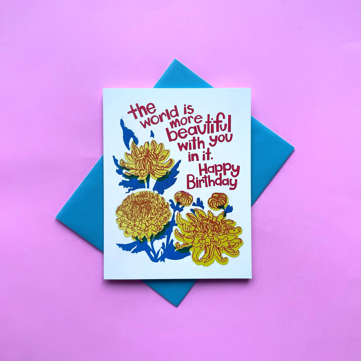 Beautiful Birthday Mums - Letterpress Greeting Card