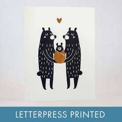 New Baby Bear Letterpress Greeting Card