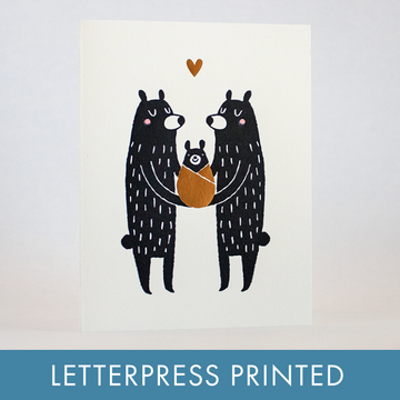 New Baby Bear Letterpress Greeting Card