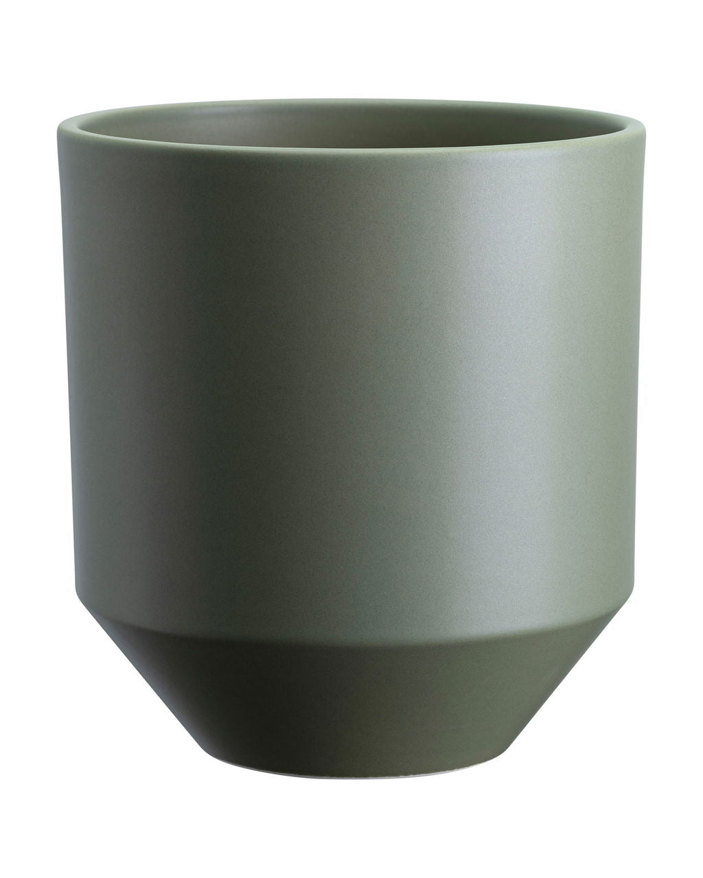 Green ceramic planter on a white background