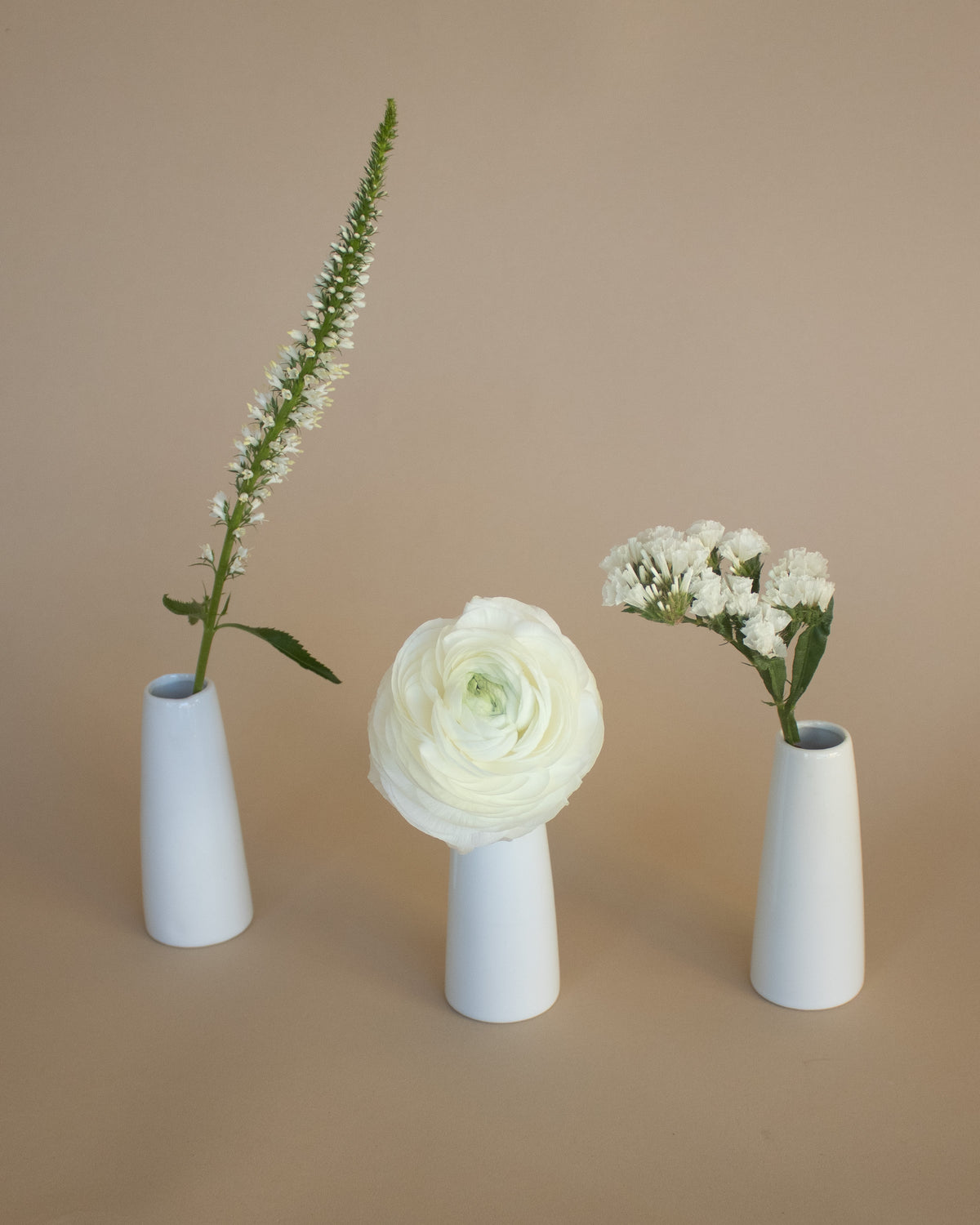 White Porcelain Bud Vase - Set of 3